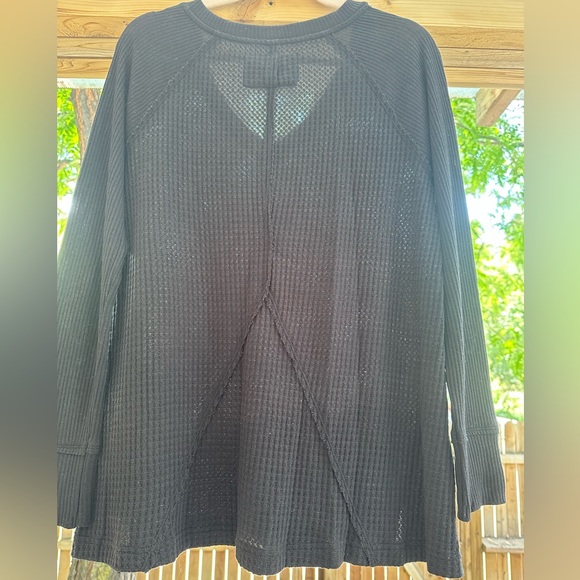 Anthropologie Maeve Pearson Black V Neck Oversized Lightweight Thermal Medium - Picture 11 of 16